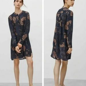 Aritzia wilfred long sleeve silk Bossut floral shirt dress size Medium